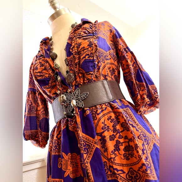 EUC S Odd Molly Vibrant Blue Orange Dress - Picture 3 of 12